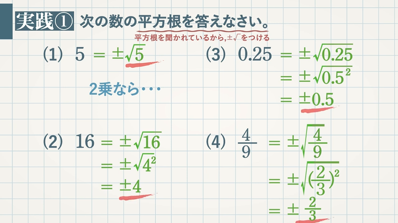 平方根 2乗するとaになる数 教遊者