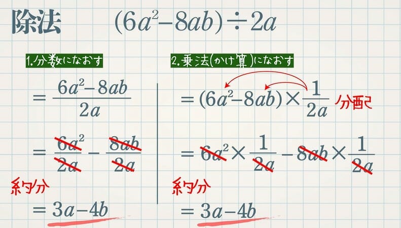 多項式と単項式の乗法・除法