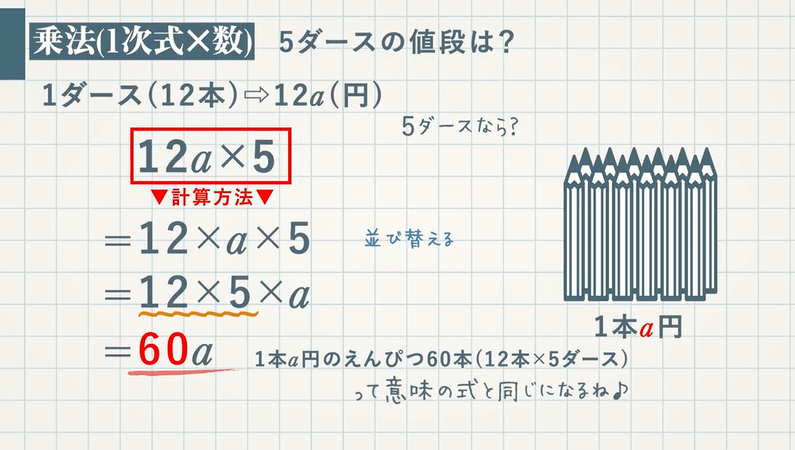 １次式の計算②１次式と数の乗・除と分配法則